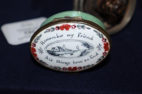 Three South Staffordshire enamel patch boxes